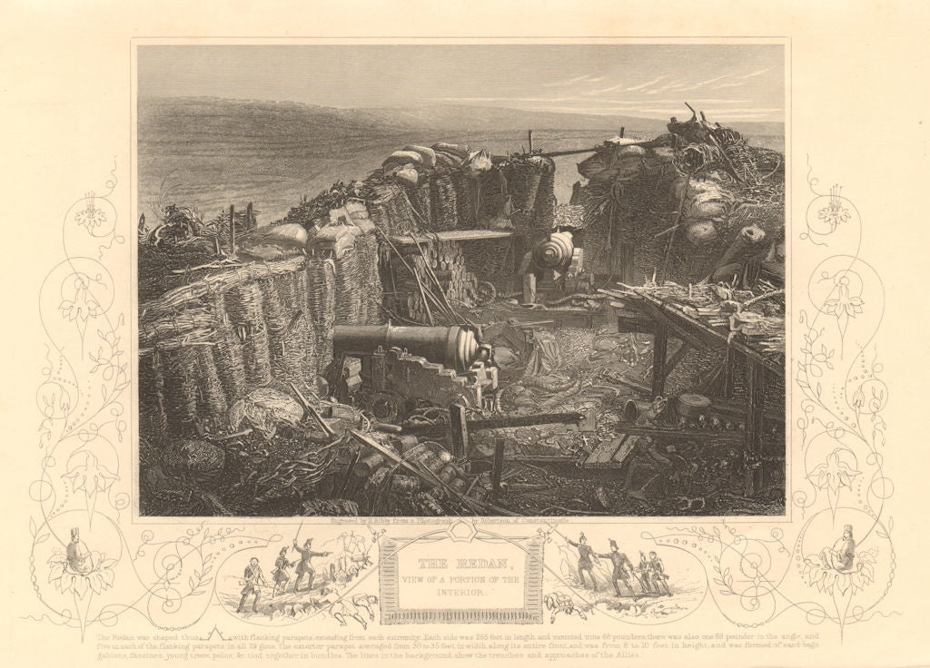 CRIMEAN WAR. View of the interior of the Redan, Sevastopol 1860 old print